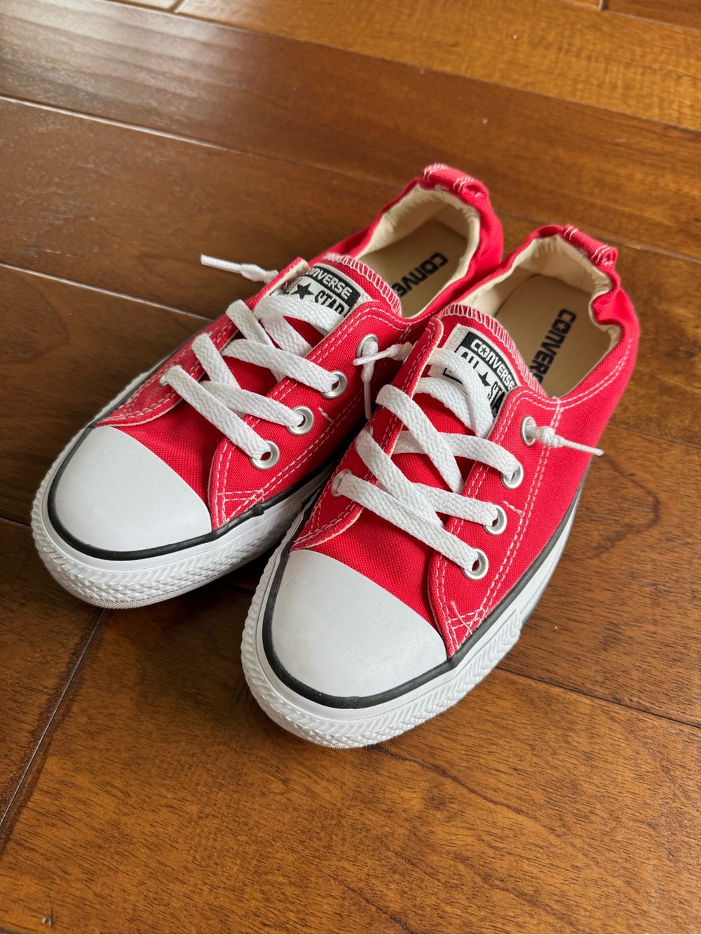 Converse Red Low-Top Canvas Sneakers with White Accents
